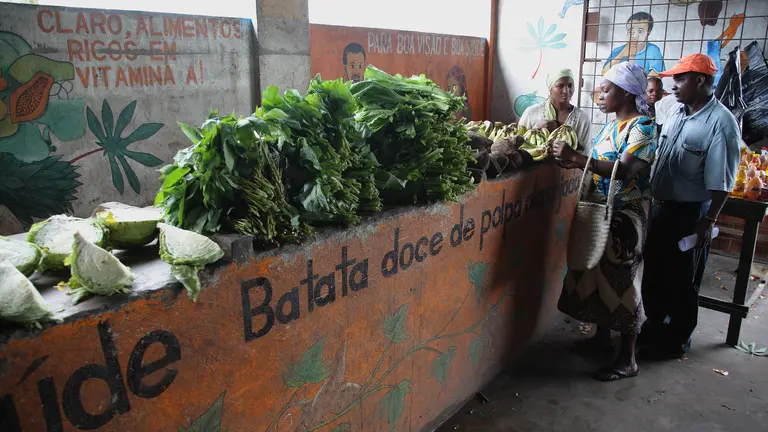 People in a food market