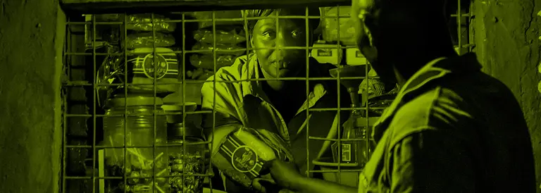 A rural kiosk that uses a low-cost solar power system, Kisumu, Kenya