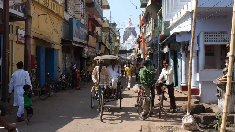A street in the city of Puri in the state of Odisha