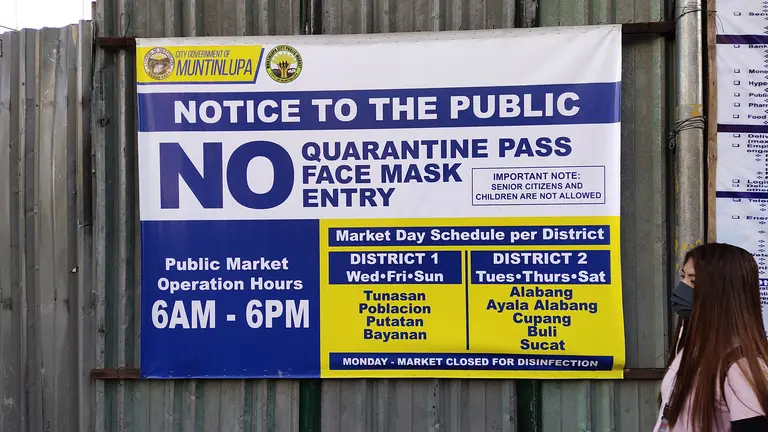 A large sign in a street