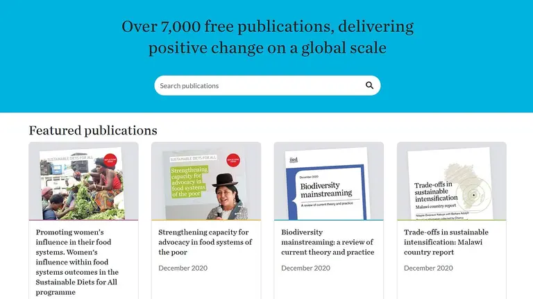 Screengrab of the Publications Library homepage, showing publication covers listed in a grid format