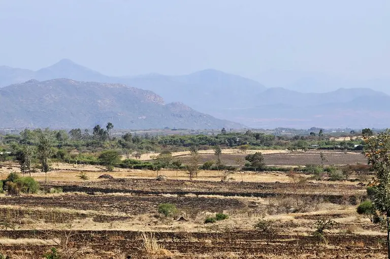 Arid landscape with mountains in the background