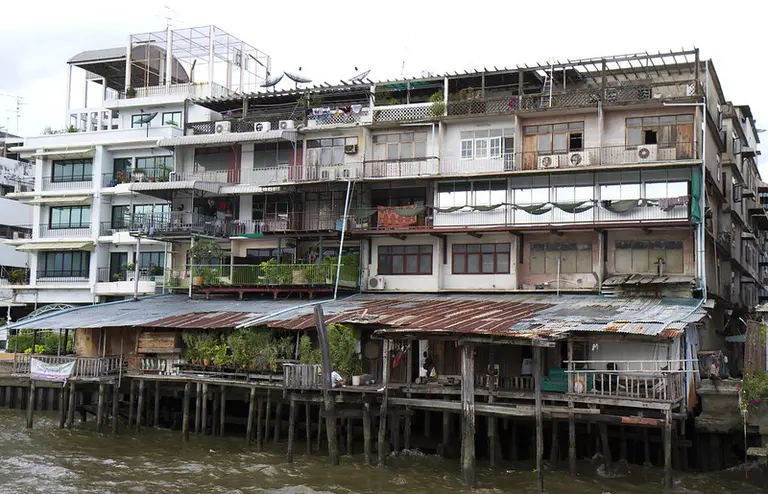 Informal housing by the river.