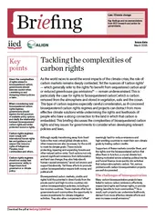 Cover of the briefing, Tackling the complexities of carbon rights