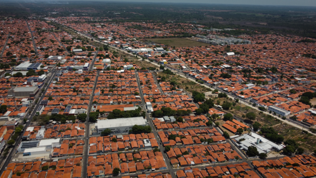 Aerial view of a city.