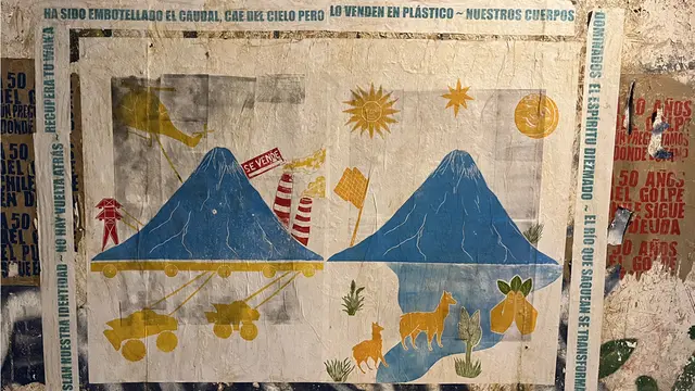 A poster depicting the environmental and social costs of mineral extraction.