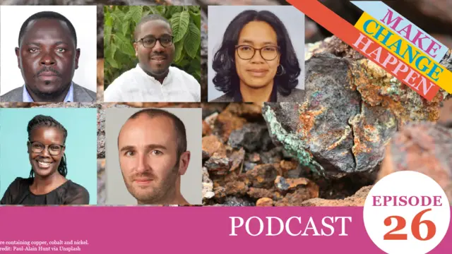 A lot of head and shoulders photos of people along with the words "Podcast episode 26'  