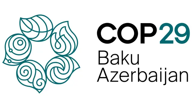 Logo of COP29 in Baku, Azerbaijan.