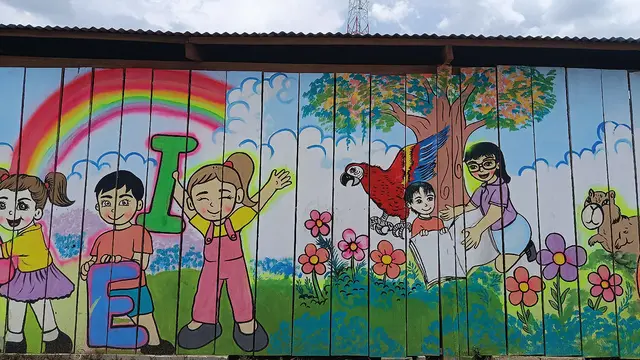 Children from the community have a nursery where they can spend time while their parents work on the açaí harvest.