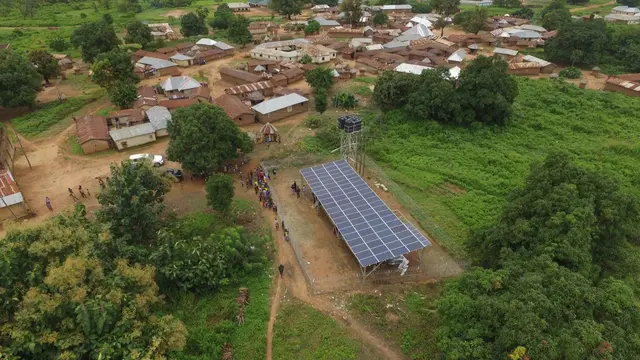 Aerial view of 24 MW PV solar system in Bisanti community, Nigeria