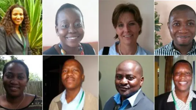 Members of the Mainstreaming Biodiversity and Development Africa leaders' group. From left to right: Kauna Schroder, Marie-May Jeremie, Juliane Zeidler, Samson Mulonga, Dineo D Gaborekwe, Baboloki Autlwetse, Felix Monggae, Chipanqura Chirara.