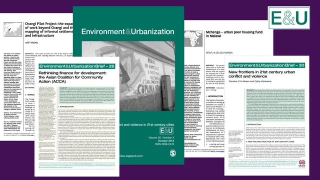 Covers of Environment and Urbanization publications