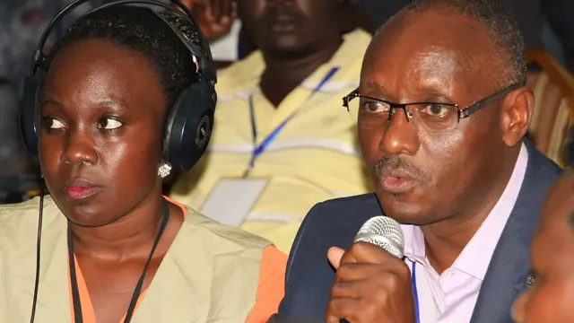 Politicians, farmers, and civil society and church leaders broadcast their commitments to take action to improve food systems live on KRC’s radio station, KRC 102 FM The Farmers' Voice. (Photo: Nimrod Bagonza) 