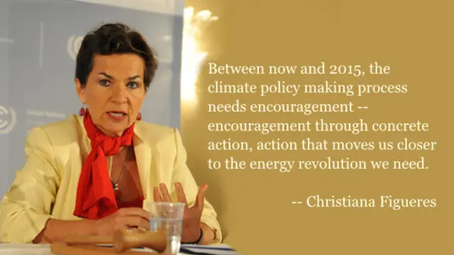 Christiana Figueres is executive secretary of the United Nations Framework Convention on Climate Change. She used her appearance at the 2012 Barbara Ward Lecture to call for an "energy revolution"