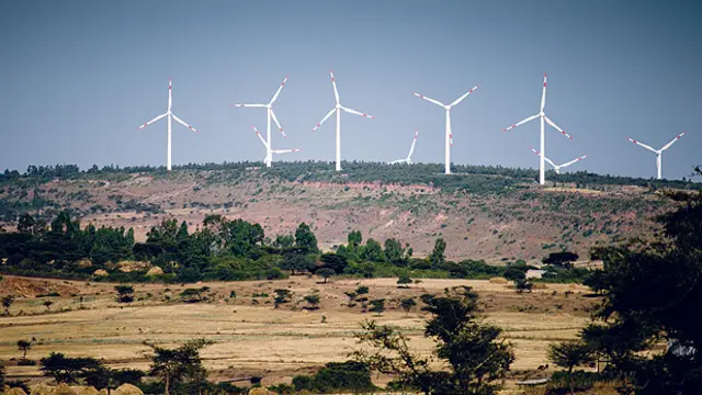 34 wind turbines in Adama, Ethiopia, produce 51 megawatts. Ethiopia is an early adopter of climate change policy (Photo: Ollivier Girard/Center for International Forestry Research (CIFOR), Creative Commons, via Flickr)