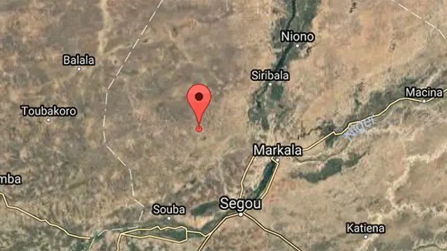 Dlonguebougou, is a village of 1,500 people in the commune of N'Koumandougou, on the northern edge in central Mali (Image: Google Maps)