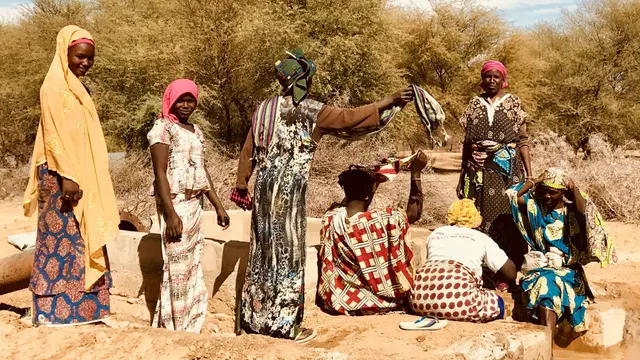 Women farmers in Dodel, in Northern Senegal, take a break by the water pump (Photo: Philippine Sutz/IIED)