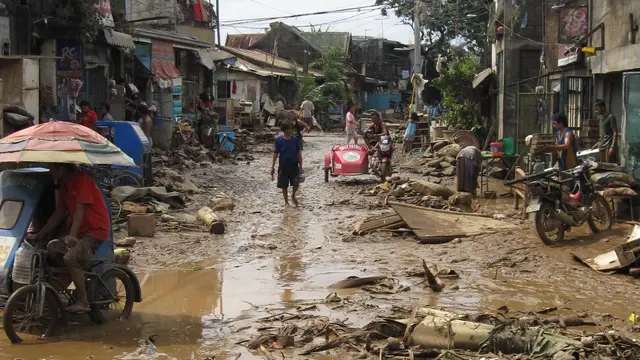 A flooded street