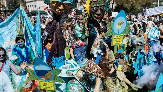 People in costume walking