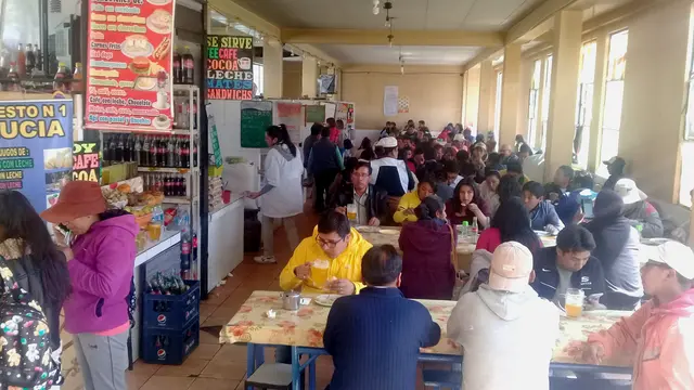 People eating at the market