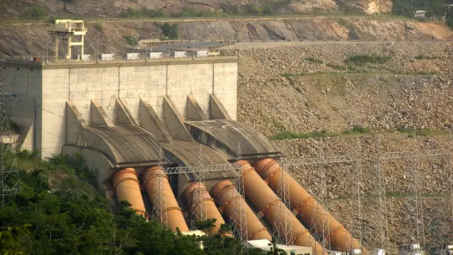 Aerial view of a hydropower plant 