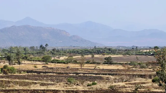 Arid landscape with mountains in the background