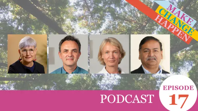 Head and shoulders photos of four people alongside the words 'podcast 17'