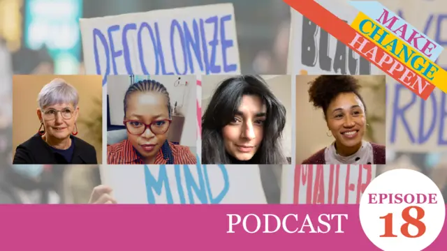 Head and shoulders photos of four people alongside the words 'podcast 18'