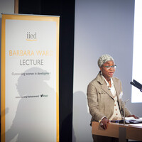 Fatima Denton addresses the audience at the British Library (Photo: Julius Honnor/IIED)