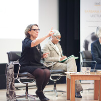 IIED board chair Rebeca Grynspan moderates the question-and-answer session that followed the lecture (Photo: Julius Honnor/IIED)