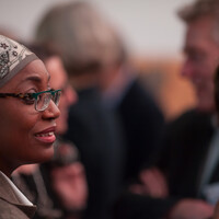 Fatima Denton talks to guests after her lecture (Photo: Julius Honnor/IIED)
