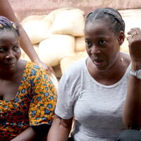 Amina Tahiru (in the white shirt) is a small-scale mine owner and coordinator of women in mining at the Ghana National Association of Small-Scale Miners (GNASSM). She spoke with women mineworkers at the Dakete Gold Mine in Tarkwa (Photo: Friends of the Nation)