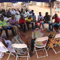 Dialogue participants met with local chiefs at Kanyonko, a local community next to the Nsuaem Top mine. Chiefs often negotiate the contribution of mining operations in their lands on behalf of the community (Photo: Friends of the Nation)